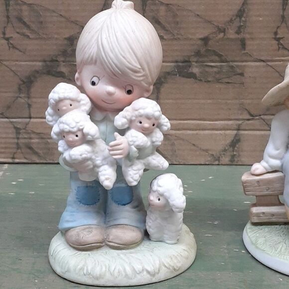 Precious Moments /Homco -First Birthday Boy & boy with sheep - Picture 2 of 9